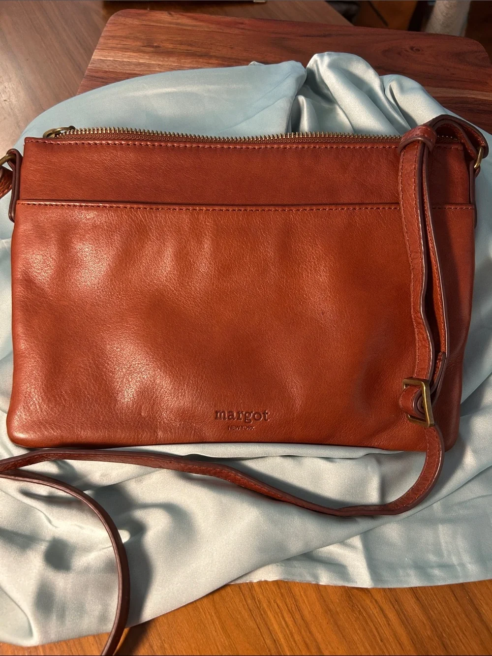 margot Leather Crossbody in Warm Chestnut